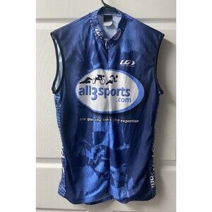 ALL 3 Sports Louis Garneau Mens Large Cycling Blue Road Racing Jersey Trialathon